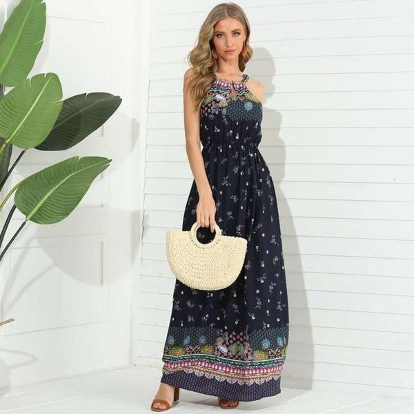 

dress 2020 summer sling bohemian fashion, Black;gray