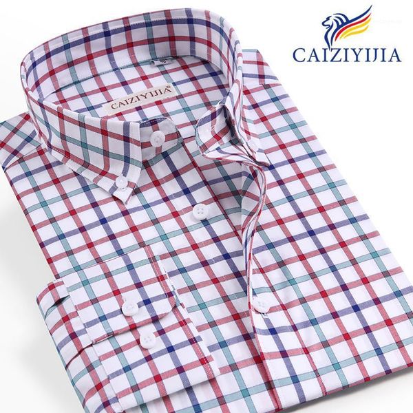 

men's button-down contrast gingham plaid cotton shirts pocket-less design long sleeve standard-fit casual shirt1, White;black