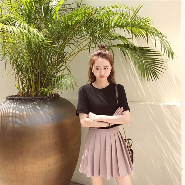 

2021 new summer placement female cotton short sleeve material undershirt+ skirt foreign fashion reducing age the suit air of two parts 2vn6, Gray