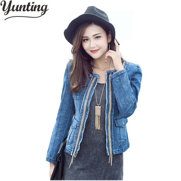 

2020 new stand collar women baseball jackets stretch denim jacket multi-zipper short motor style chaqueta female coat, Black;brown