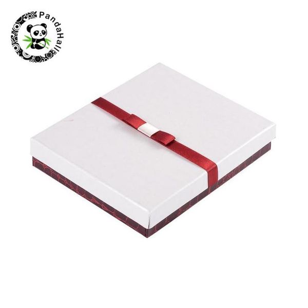 

cuboid jewelry set boxes white cardboard gift boxes with sponge and ribbon store jewelry gifts display 16x13x3cm; qylmuw, Black;white