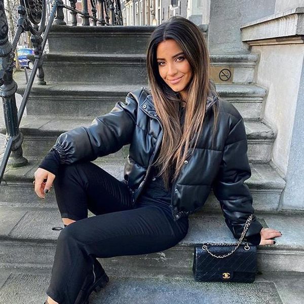 

cp winter thick warm short parkas women fashion black pu leather coats women elegant zipper cotton jackets female ladies hz1