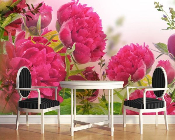 

fresh fresh american peony tv background mural flowers p wallpaper custom 3d restaurant decorative mural1