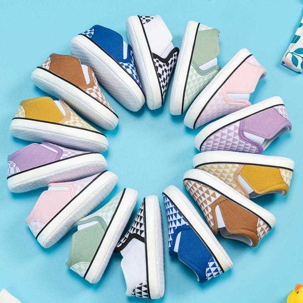 

designer classic luxury baby shoes newborn girl boy triangle lattice infant canvas non slip soft sole flat cotton toddler first walkers elli, Black