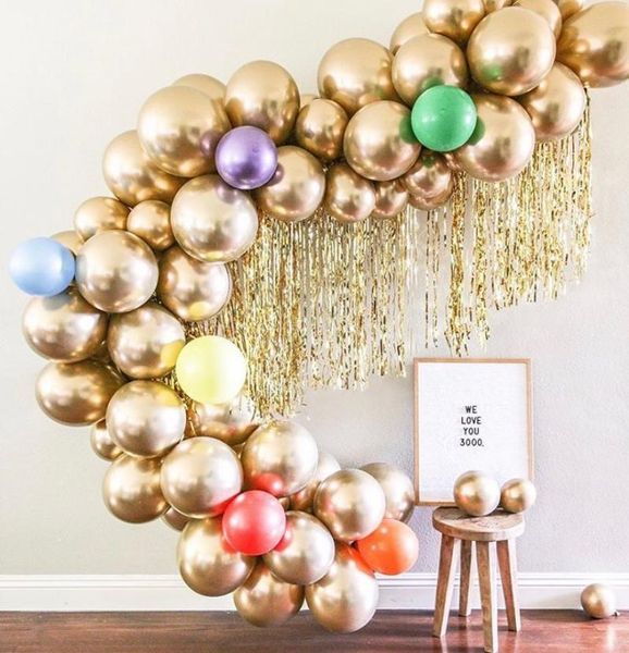 

party decoration wholesale 50pcs 10inch 1.8g chrome gold balloon flashing metal thick pearly wedding metallic balloons
