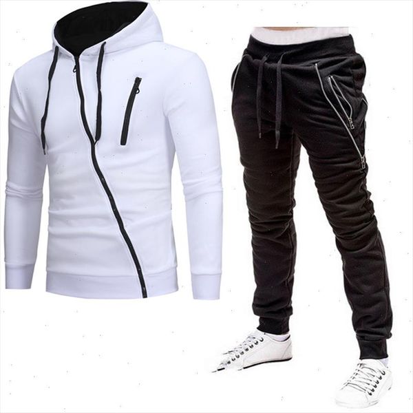 

2 pieces set mens tracksuit hoodies pants sport suits for men sweatshirt zipper hoodies 2021 tracksuit winter male sportswear, Gray