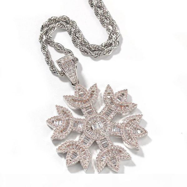 

snow necklace baguette fashion shape pendant men women gold color iced bling cubic zirconia hiphop jewelrylt32