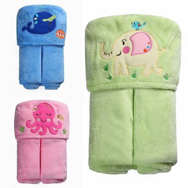 

velvet baby hooded towel bathrobe 80*100cm soft cotton animal blankets child y201009