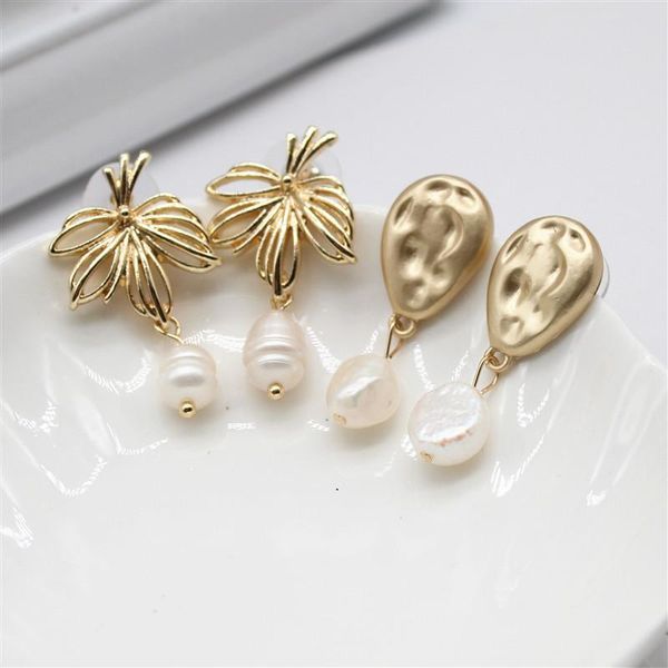 

2020 корейский модный ювелирные изделия дизайн золотые металлические серьги натуральные пресноводные жемчужные серьги для девочек подарок дл, Silver