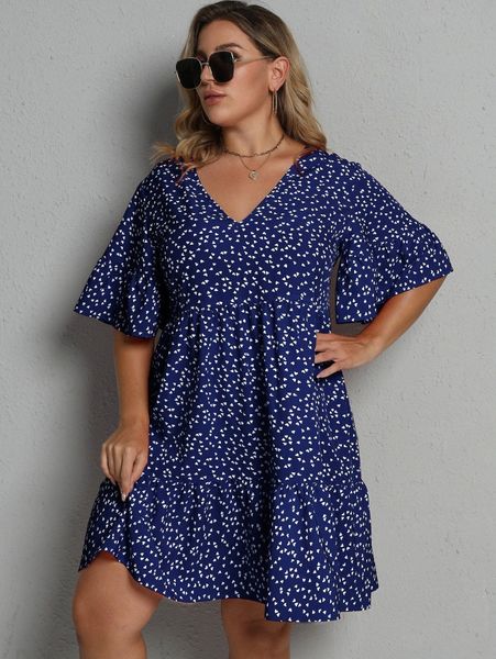 

plus allover heart print smock dress j2qa#, Black