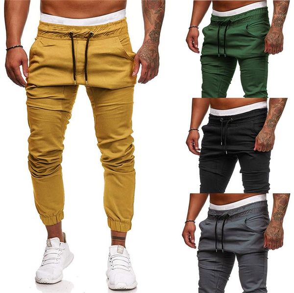 

pants solid color drawstring loose long trousers fashion casual male clothing 2021 spring autumn mens designer pencil, Black
