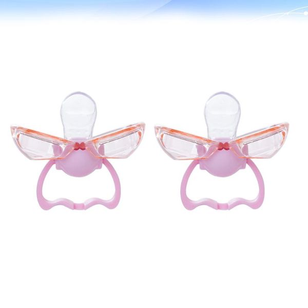

pacifiers# 2pcs silicone dummy pacifier soft orthodontic nuk sleep soother(pink)