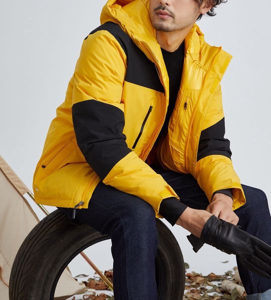 

men winter down hooded puffer jacket men down coat winter coat sportwear outfit hooded outfit running jacket nnorthhh ffaceee style-5, Black