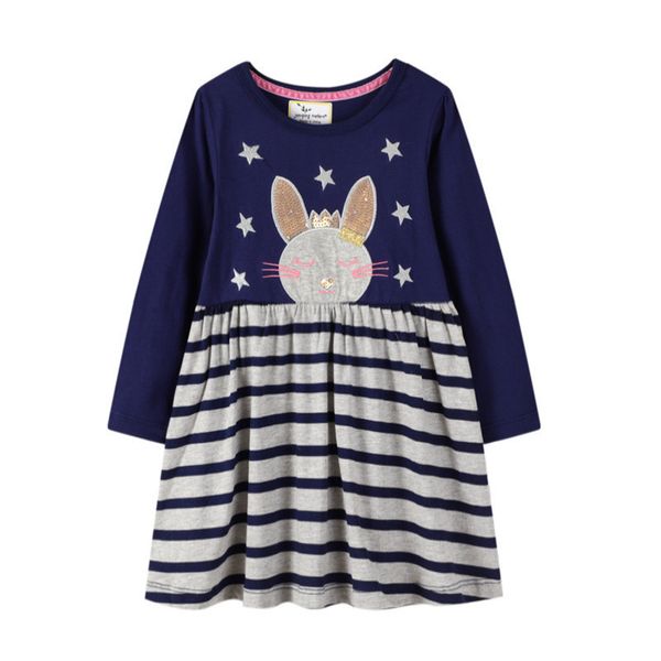 

jumping meters 2020 long sleeve princess cotton girls dress animal applique star party baby clothes selling children's dress lj200921, Red;yellow
