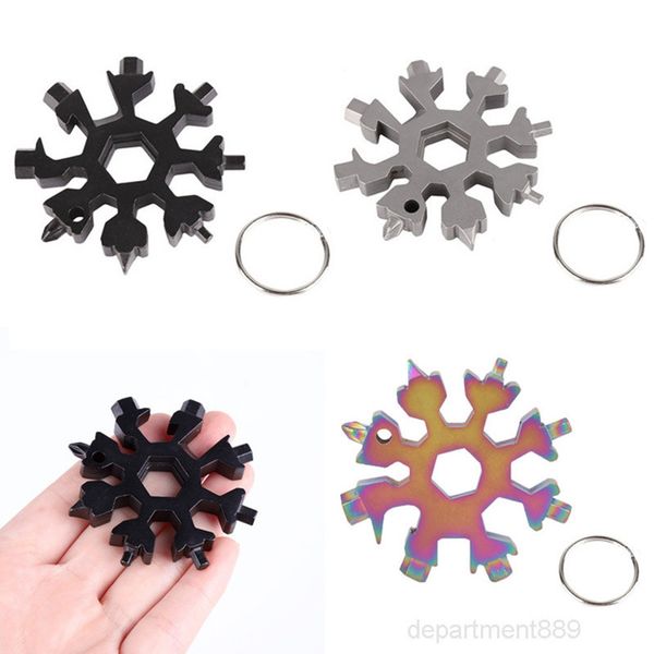 

18 in 1 camp key ring pocket tool multifunction hike keyring multipurposer survive outdoor openers snowflake multi spanne hex wrench owc2805