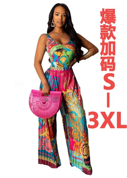 

1m wholesale women clothing dress printed sling jumpsuits can private custom label if and only if meet our minimum requirement, White