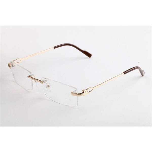 

fashion rimless optical glasses brand sunglasses for men women eyewear buffalo horn alloy legs eyewear with box, White;black