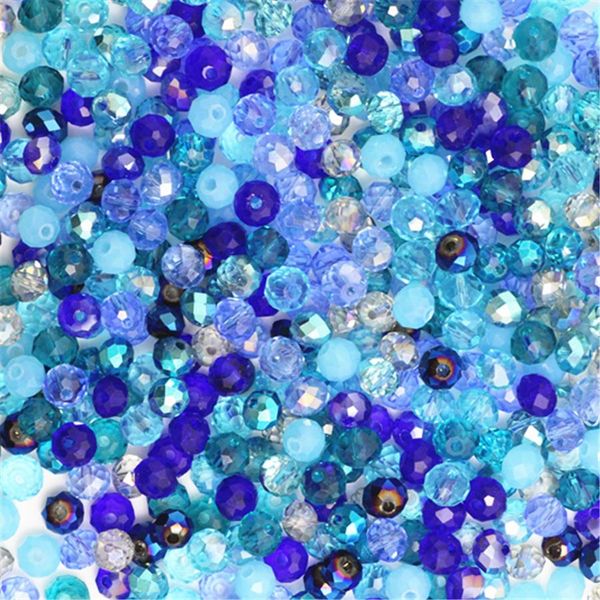

isywaka solid blue green colors 4*6mm 50pcs rondelle austria faceted crystal glass beads loose spacer round beads jewelry making wmtlry