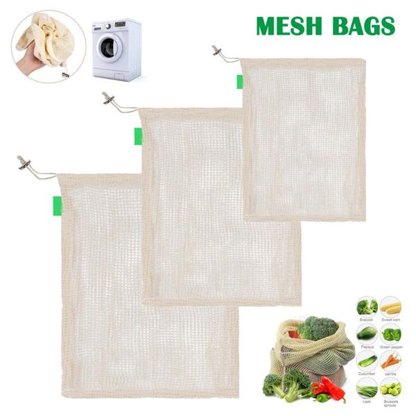 

newly degradable organic cotton mesh durable bag reused for shopping ecological vegetable and fruit bread bags ghs99