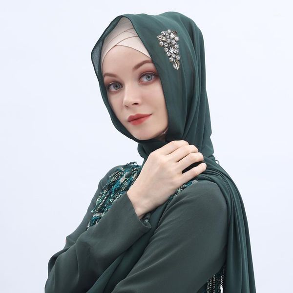 

crystal flower edge hijab scarf chiffon diamont soft women scarves and shawls echarpe fashion muslim hijabs1, Red