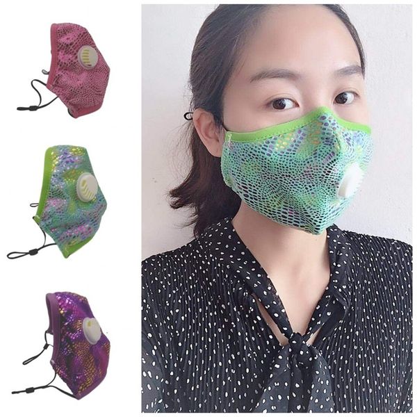 

factory62sfvalve fashion glittery protective face mask with breathing dustproof respirator reusable cycling mouth masks for men wom