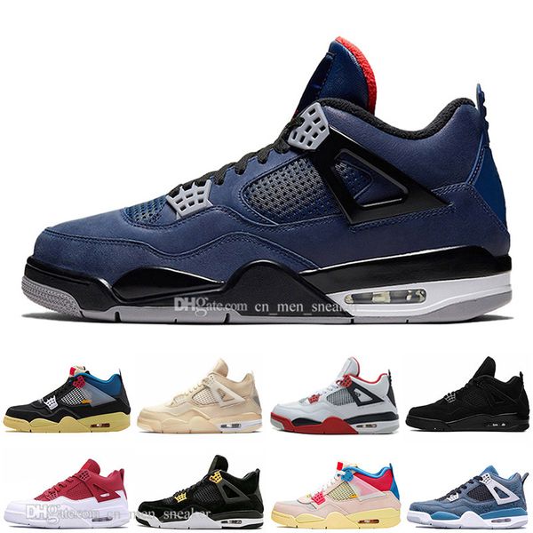 

4s guava ice blue noir bred sail black cat men basketball shoes 4 what the loyal blue white cements royalty mens sports sneakers, White;red
