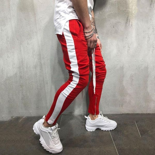 

mens casual pants striped baggy pockets sweatpants trousers 2020 new male lace-up loose hip trousers joggers track pants1, Black