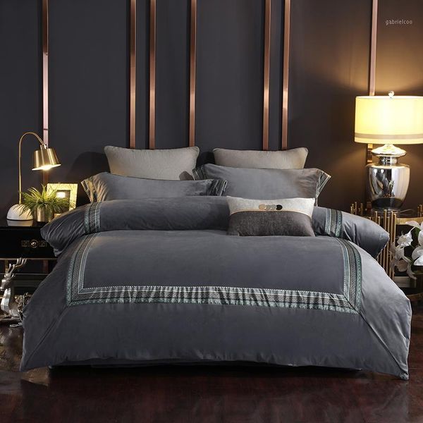 

super soft velvet bedding sets  king size bed ribbon duvet cover bed sheets linen set set1