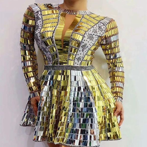 

new silver gold sequins rhinestone dance dress backless prom birthday celebrate outfit bar women dancer ds show dresses1, Black;red