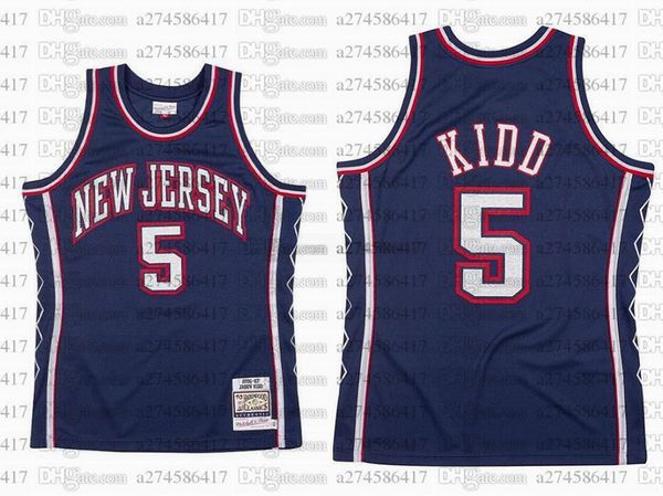 

men women youth basketball brooklyn nets 5 jason kidd 2006-07 hardwoods classics retro jersey, Black;red