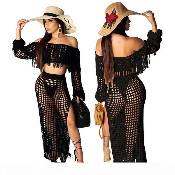 

new women bikini cutout tassel hips beach dress blouse beach style wind swimsuits blouse, White;black