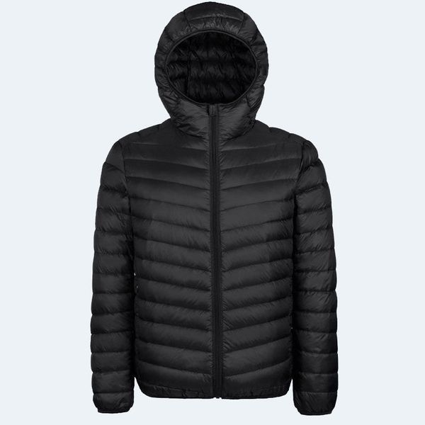 

2021 cheng [pick men's jacket] autumn new winter thin style down with male hood short casual jacket sp8v, Black