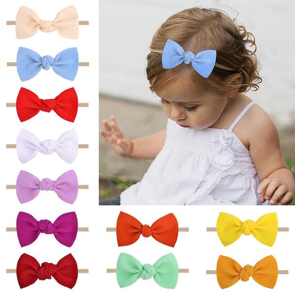 

20 colors nylon baby headband with messy bow girl hairbows infant solid samll bow headwrap newborn headwear hair accessories q bbypdb
