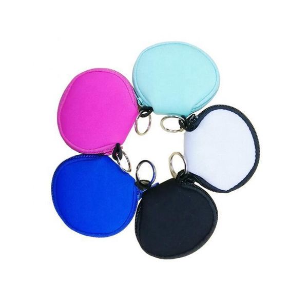 

neoprene small fashion holder multi function storage bag earphone bags zipper printing purse solid coin pouch dhe2372