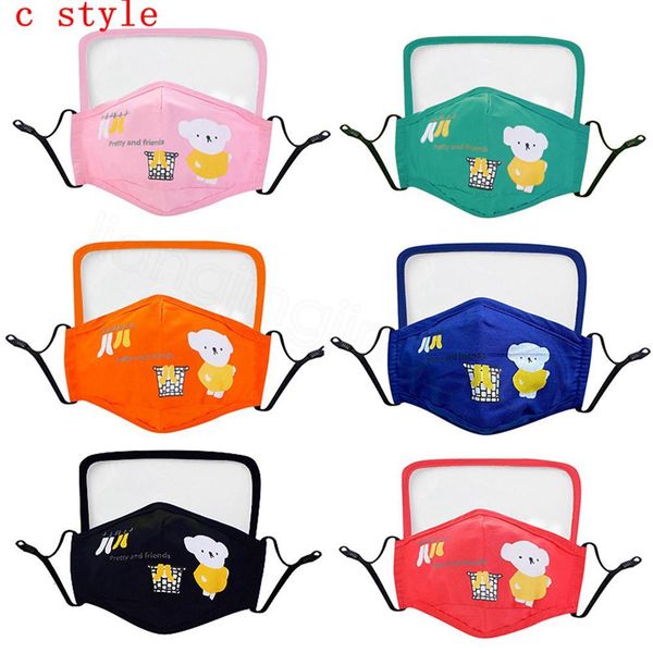 

new 2 in 1 kids eye 2020 mouth mask with valve face cover no filters earloop outdoor pm2.5 anti-dust pollution party masks