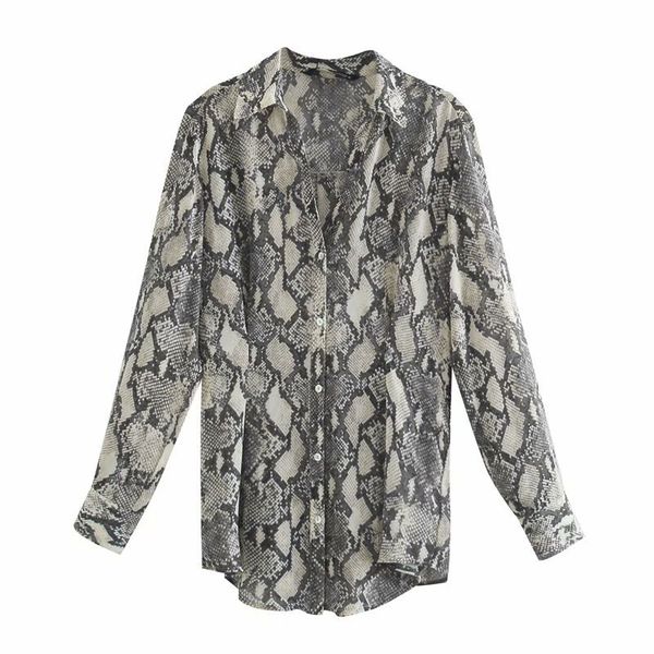 

2021 new women's clothing in spring and autumn fashion lapel animal print shirt women blouse 24s4, White