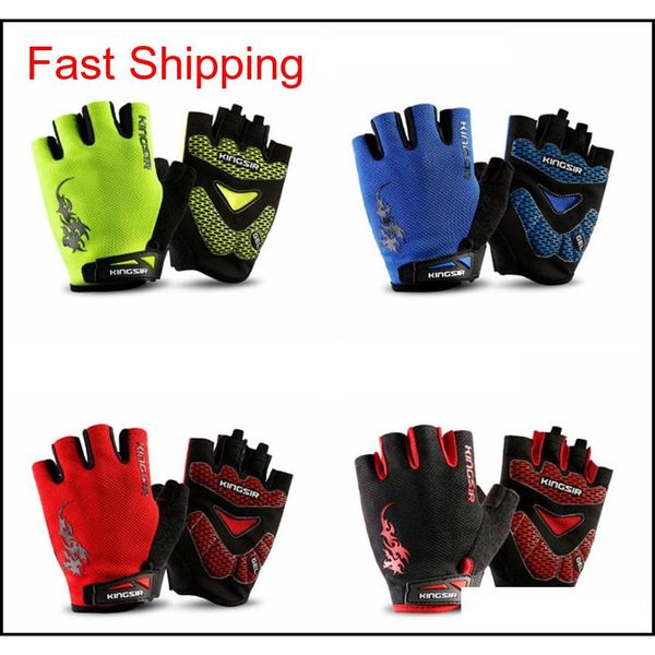 

cycling mountain bike sport gloves thin half finger glove men women summer mittens shockproof non slip mittens zza952 55pcs bvzqq, Black