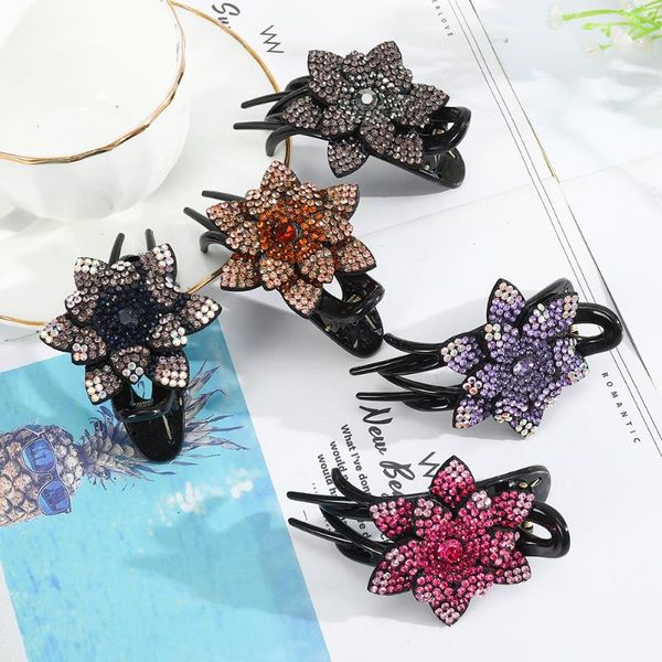 

hair accessories awaytr rhinestone flower temperament vintage clips for women shinning hairpin ponytail headwear