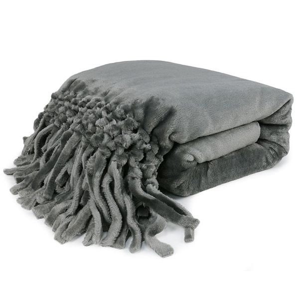 

130160см сплошное цветное фланелевое одеяло сплетенные диван-постельное белье ручной работы, мягкие пледы зимний теплый плоский лист bl003 w