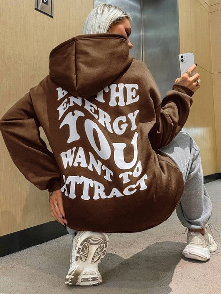 

slogan graphic kangaroo pocket drawstring hoodie 89fb#, White;black