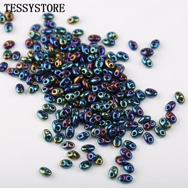

10г / серия 2.5x5mm чешская дважды дырка стеклянные бусины цветные овальные стеклянные бусы для изготовления ювелирных изделий ожерелье брас