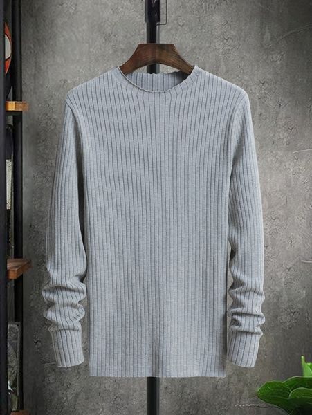 

men solid ribbed knit sweater 57s7#, White;black