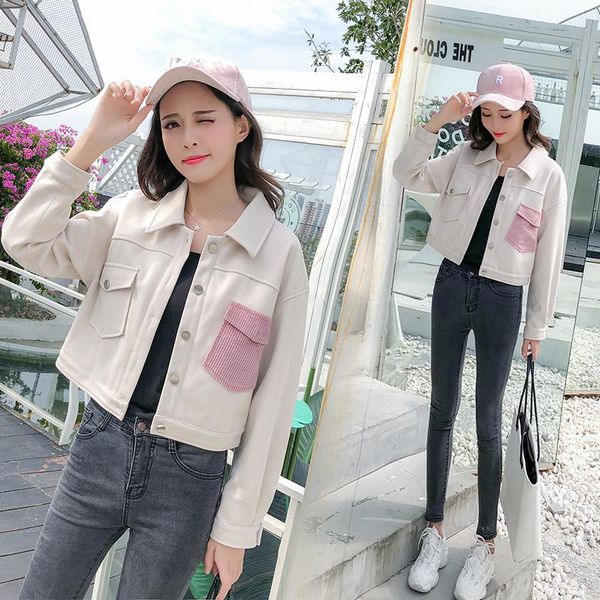 

women's jackets elegant fashion women spring autumn short coat loose patchwork top, Black;brown