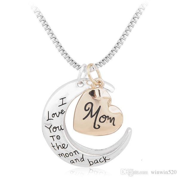 

to heart i love you the moon and back mom pendant necklace mother day gift wholesale fashion jewelry