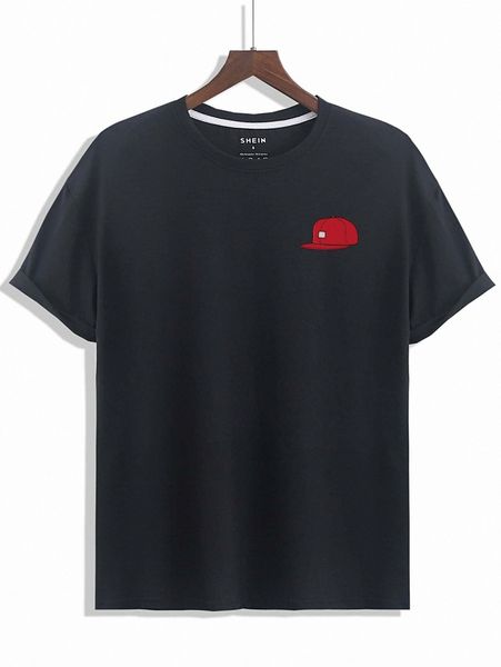 

men hat print tee q35n#, White;black