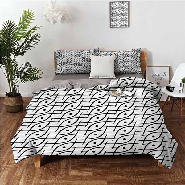 

trippy linked leaf shaped figures with dots and spots minimalist grid designbedding 3-piece set