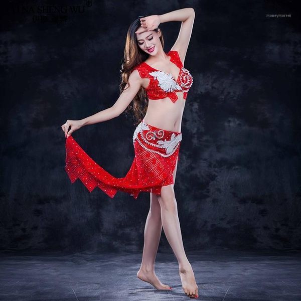 

stage wear est belly danceperformance costume women diamond bra+split skirt oriental india dance contest suit mini dress1, Black;red