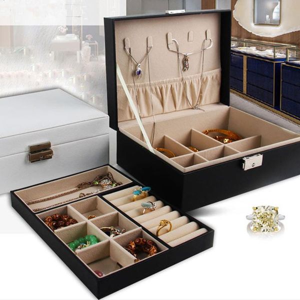 

двухслойная velvet jewelry box европейские ювелирные изделия ящик для хранения больших космических держатель подарков кожа хранения, Pink;blue