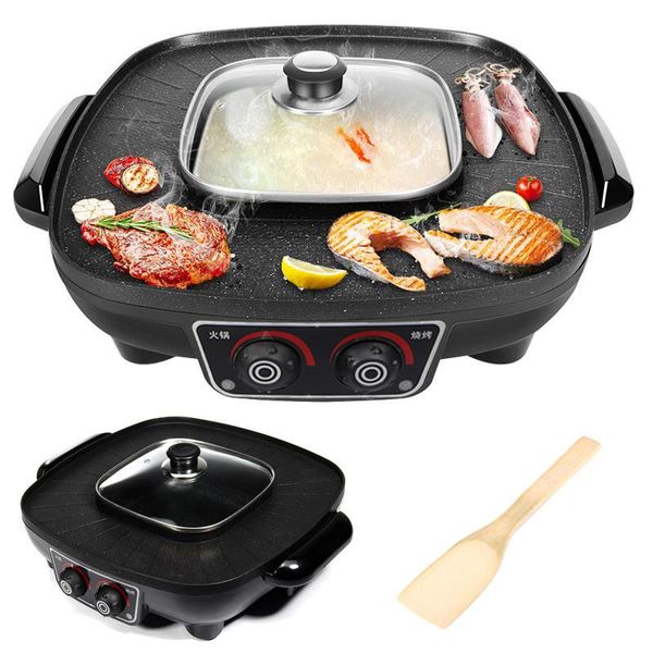 

3l multifunctional electric bbq grill pan large griddle pot ot home cook set