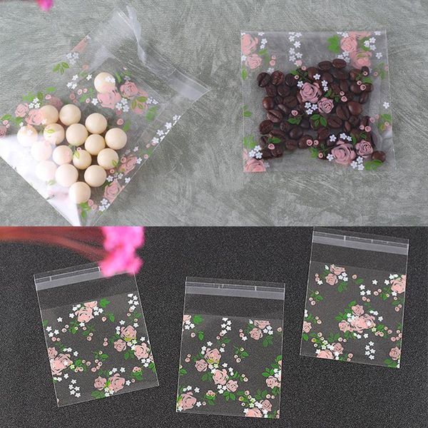 

gift wrap 50pcs flowers self adhesive plastic packing bags diy candy cookie biscuits snack bag for home wedding party